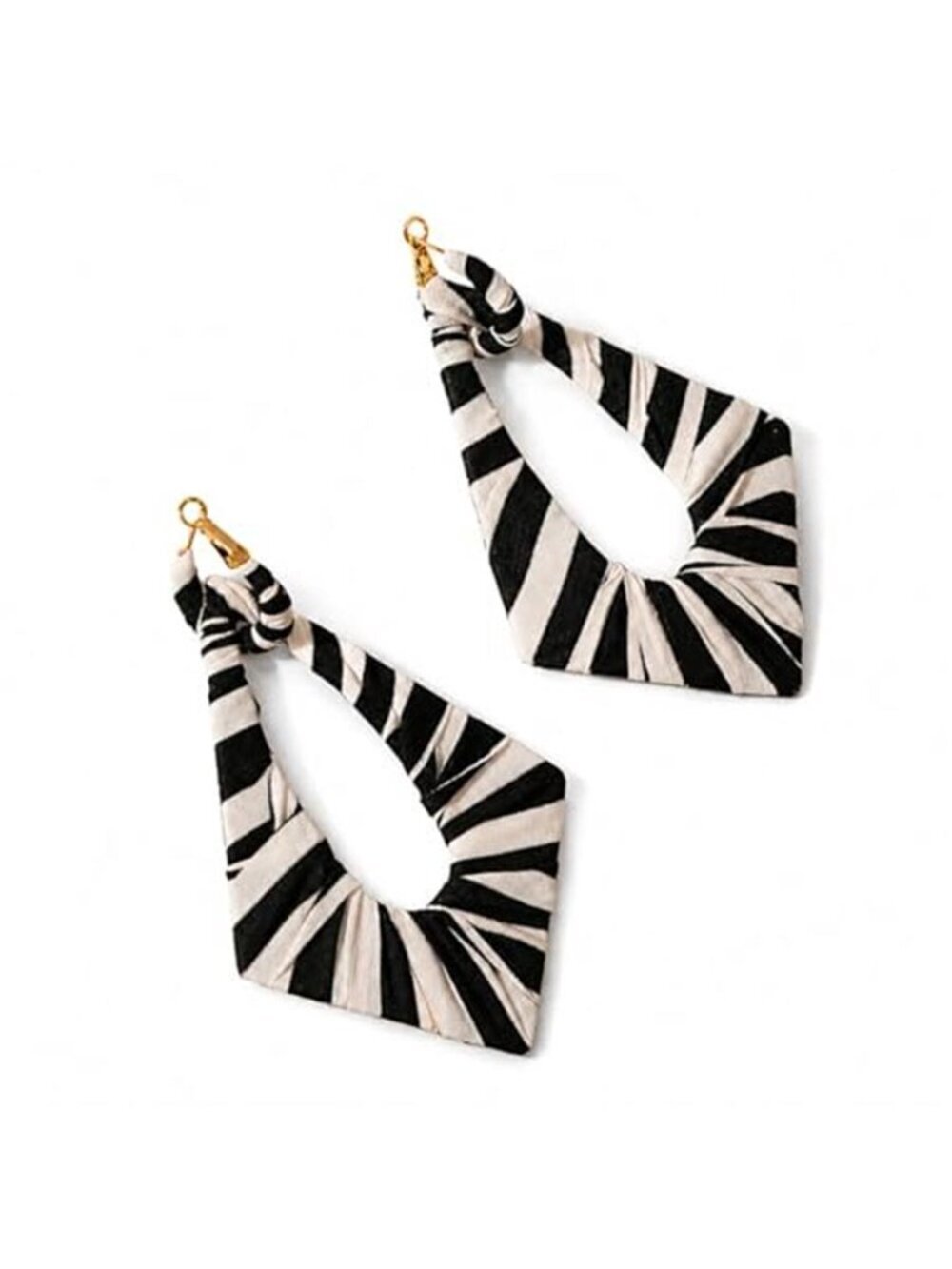 Black and White Striped Drop Dangle Earrings
